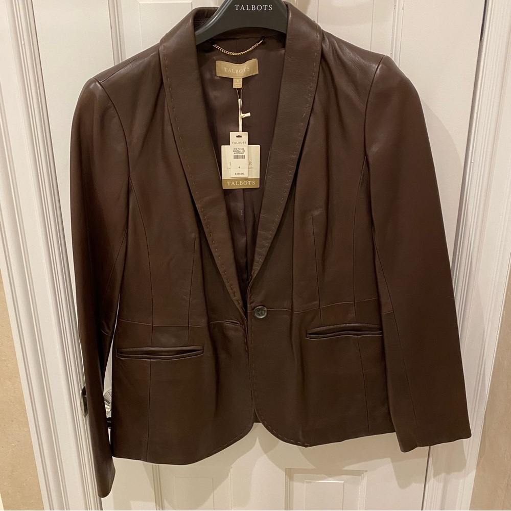 NWT Brown Leather Blazer